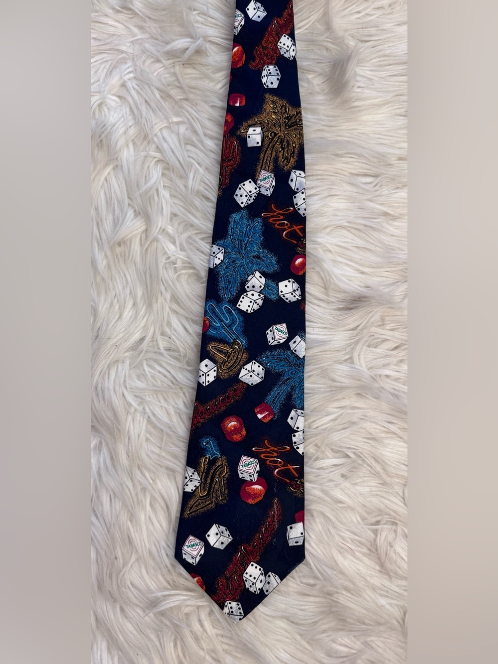 Tabasco Hot Las Vegas Dice Silk Tie Old Money Preppy Dapper Novelty Dad Gift